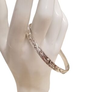 SOLID STERLING SILVER ART NOUVEAU STYLE BANGLE BRACELET